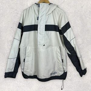Columbia Vintage‎ White Navy Pullover Winter Coat Hooded Size XL Kangaroo Pocket